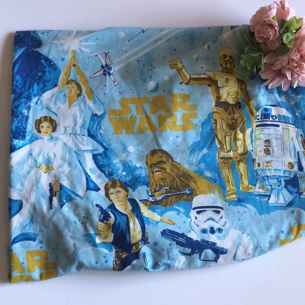 Star Wars Twin Flat Sheet Vintage STAR WARS BLUE TWIN FLAT 70s Star Wars